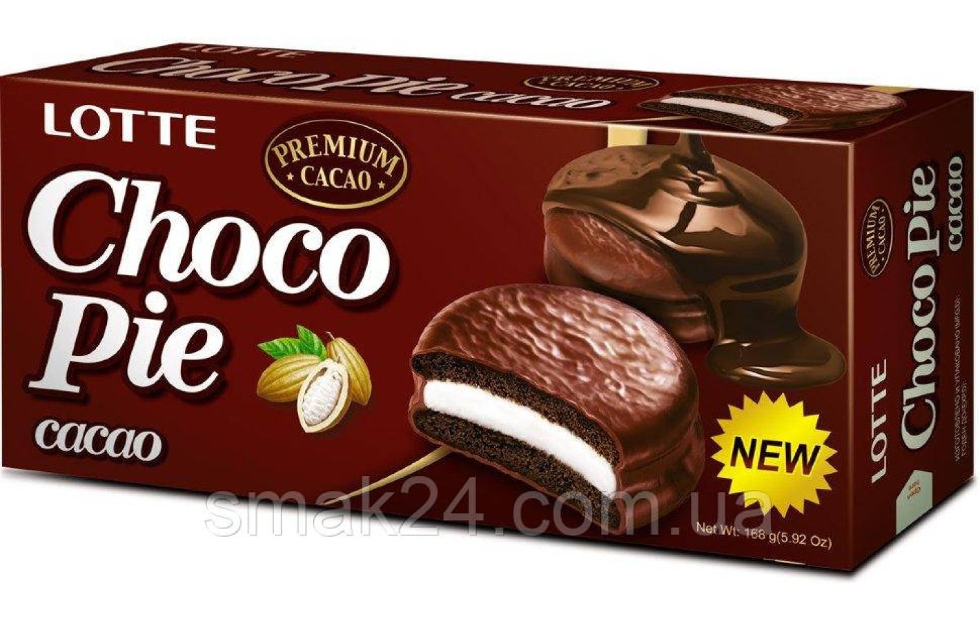 Печенье (Пирожное) шоколадное Choco Pie LOTTE Чоко пай Cacao (6шт) 168г Ю.Корея