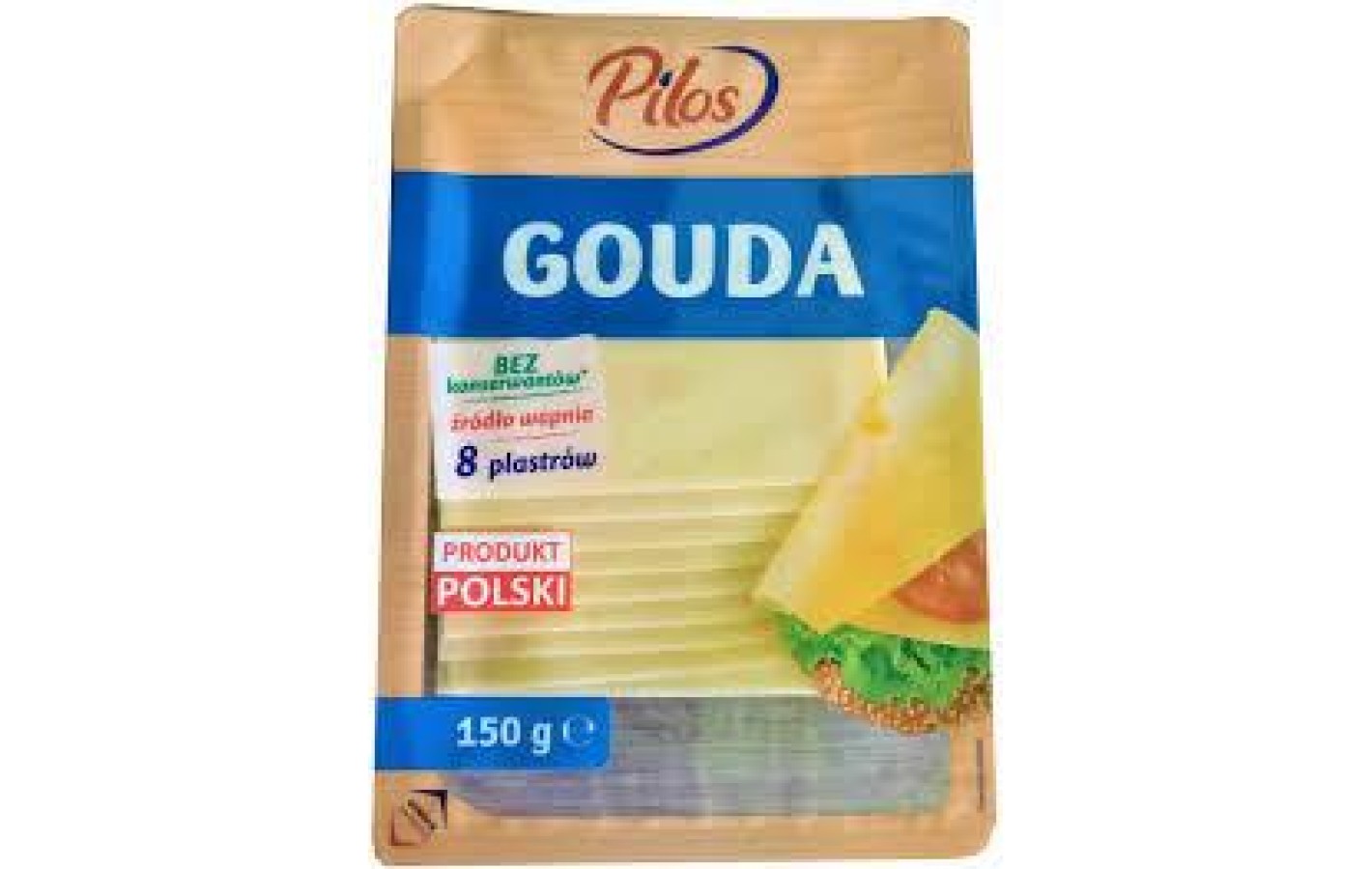 Сыр в пластинках без консервантов Pilos Gouda 300г  Польша