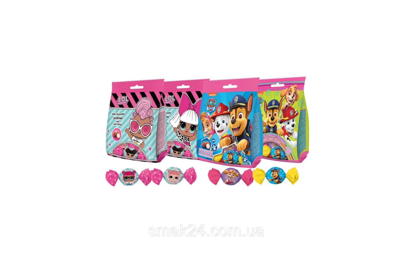 Конфеты шоколадные пралине с молочным кремом  Paw Patrol 100г