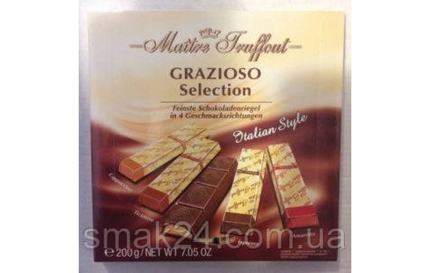 Шоколад Maitre Truffout Grazioso Австрия 200г (4 вкуса в одной упаковке ... амаретто, эспрессо,тирамису, капуч