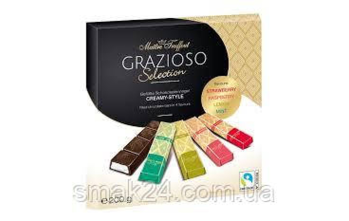 Шоколад Maitre Truffout Grazioso Австрия 200г (4 вкуса в одной упаковке ... клубника, малина,лимон, капуч