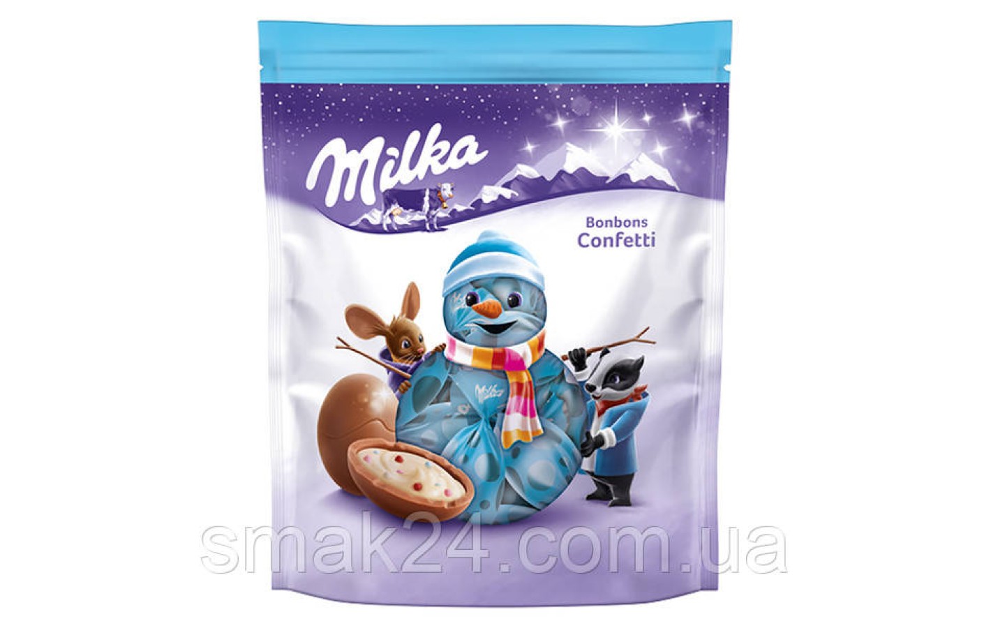 Шоколадные конфеты с молочной начинкой и цветным конфетти Milka Bonbons confetti 85г  г Швейцария