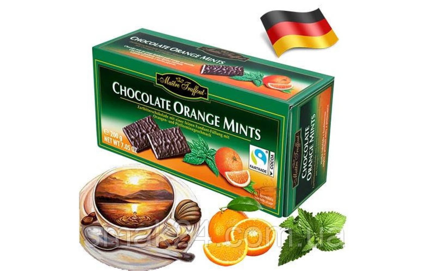 Шоколад Orange Mints (Апельсин с мятой) Maitre Truffout Австрия 200г