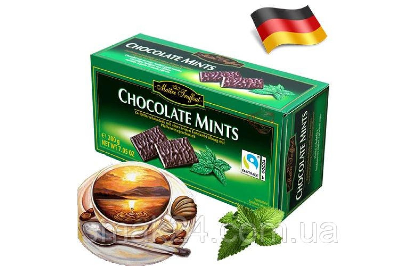 Шоколад (конфеты) Mints (мята) Maitre Truffout Австрия 200г