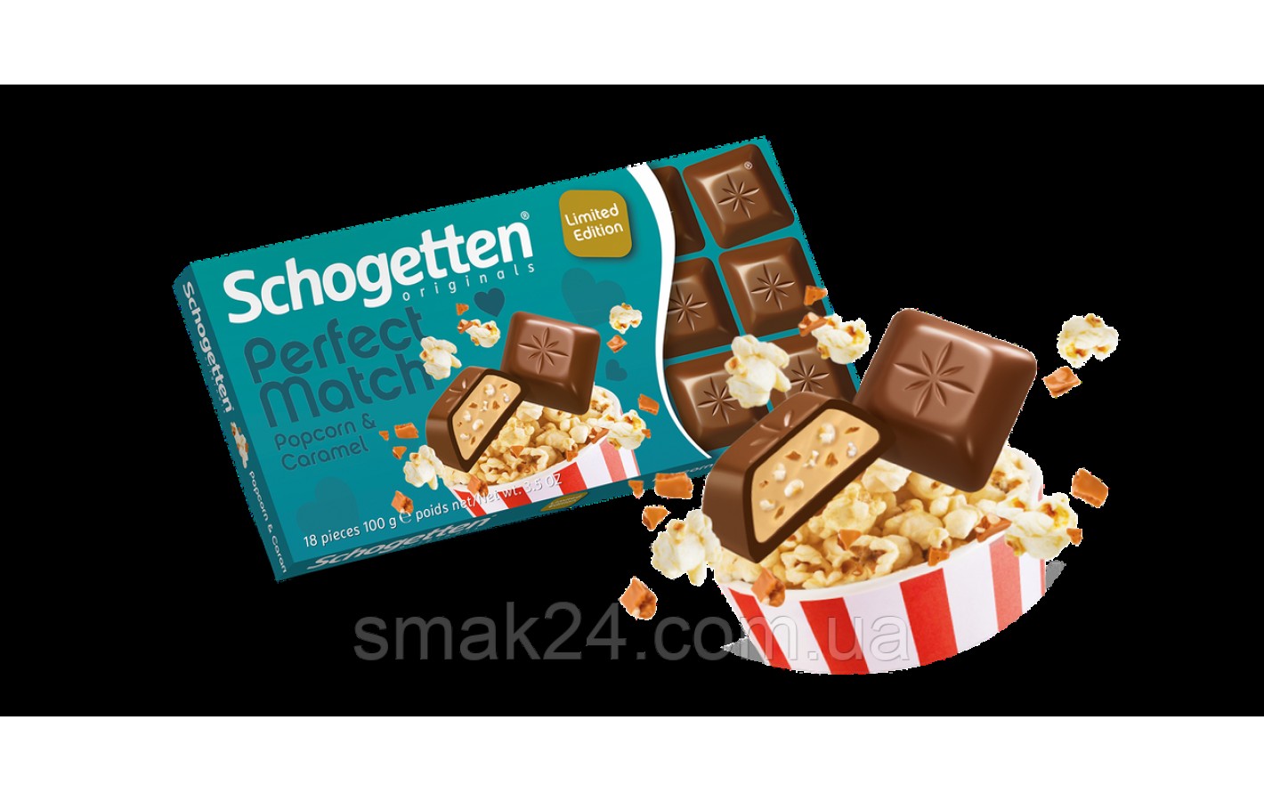 Шоколад молочний з попкорном і карамеллю Schogetten Popcorn&Caramel 100г Німеччина