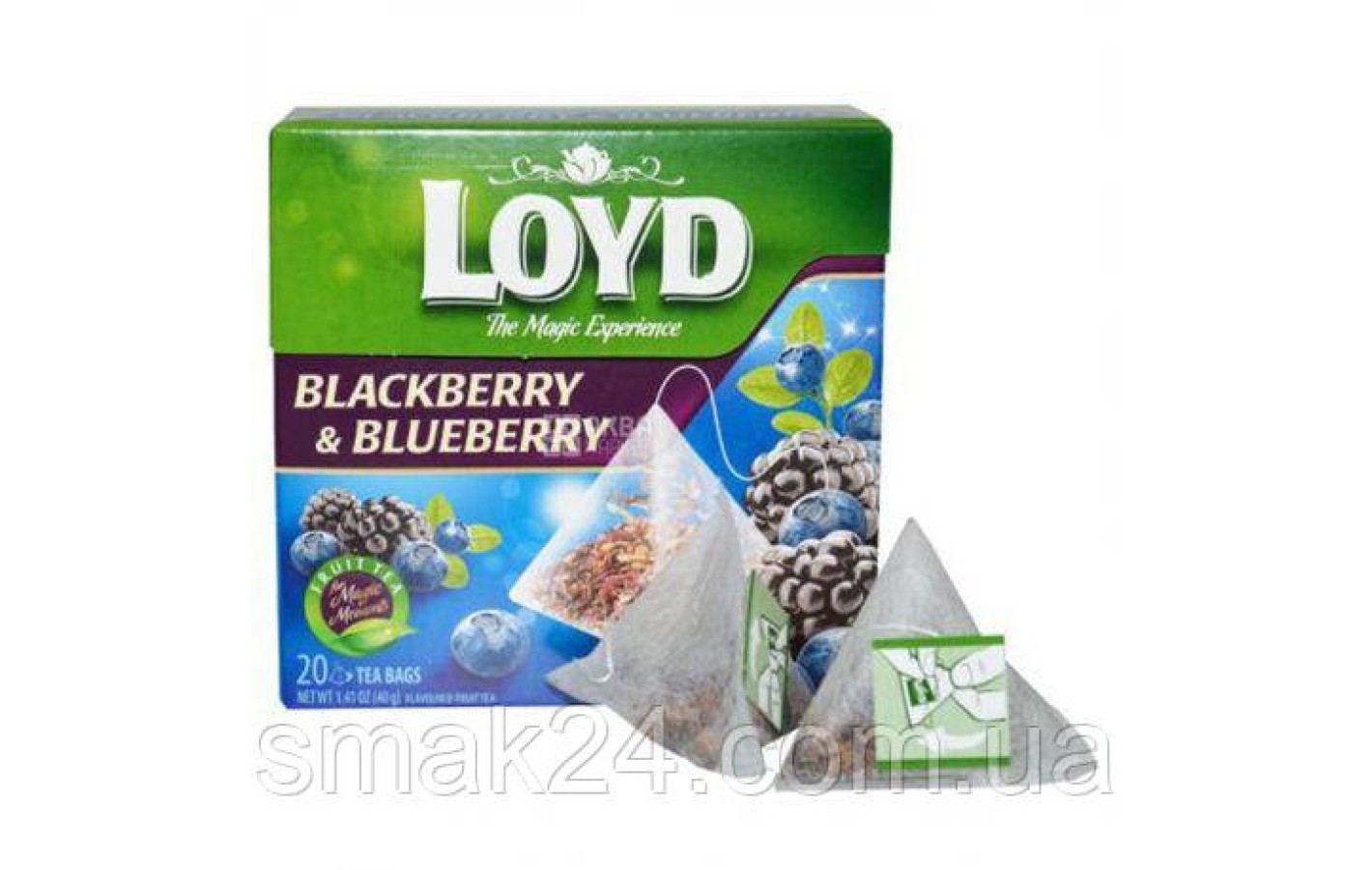 Чай с ежевикой и черникой Loyd BlackBerry and Blueberry Fruit Tea  20 пирамидок  Польша