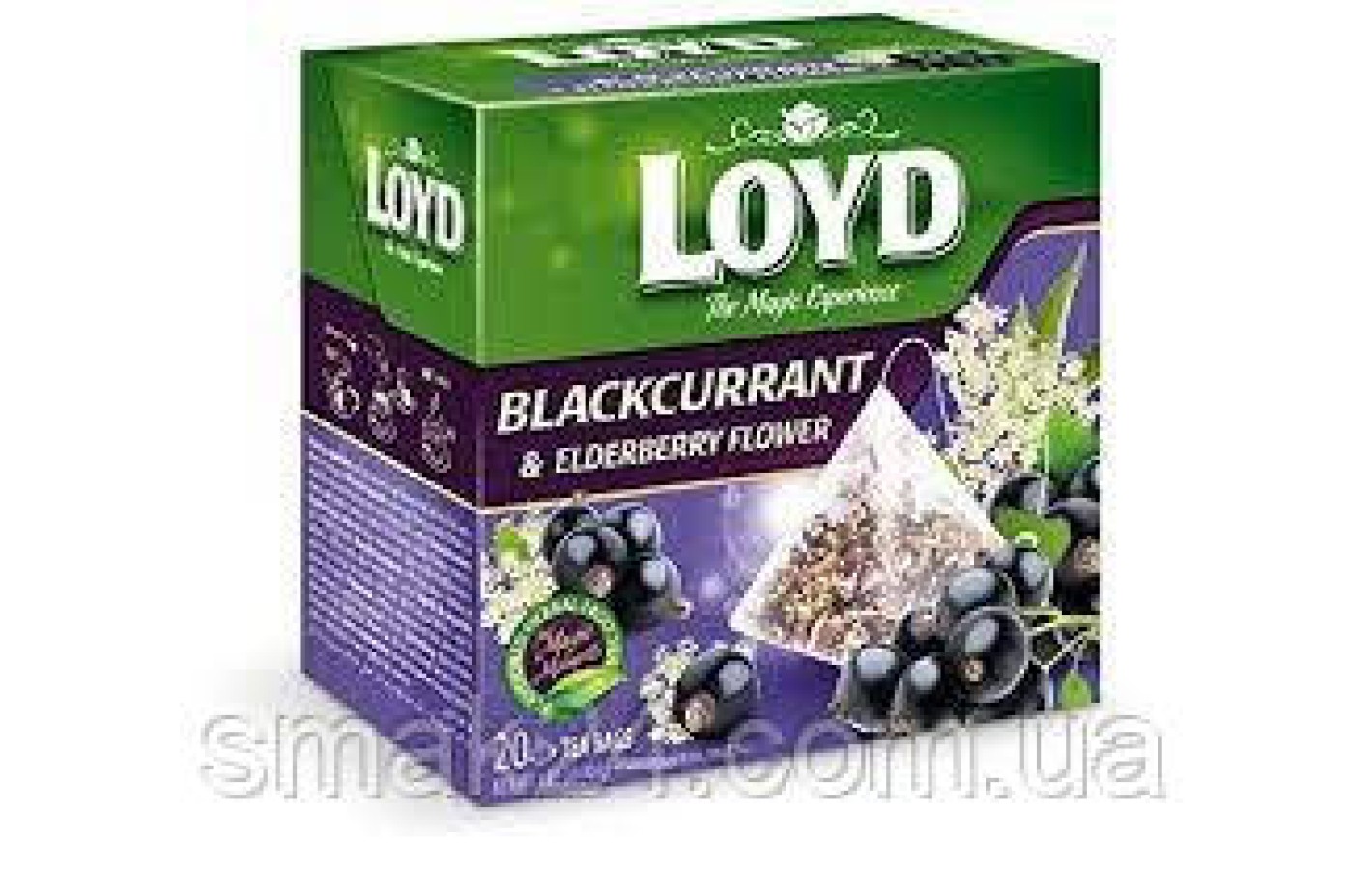 Чай с черной смородиной и бузиной Loyd Blackcurrant and Elderberry flower  20 пирамидок  Польша