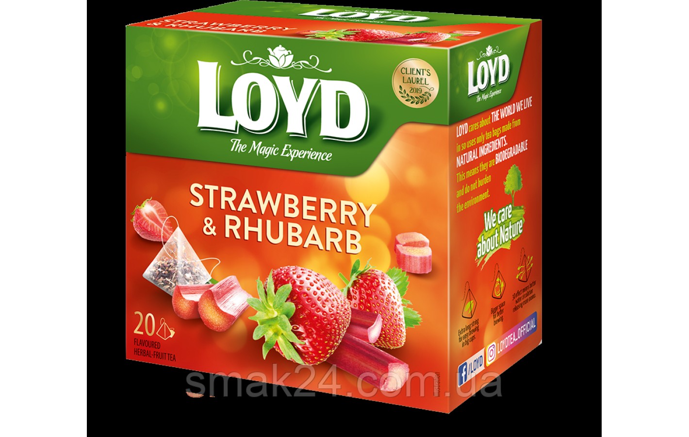 Чай с клубникой и ревенем Loyd Strawberry&Rhubarb 20 пирамидок (40г) Польша