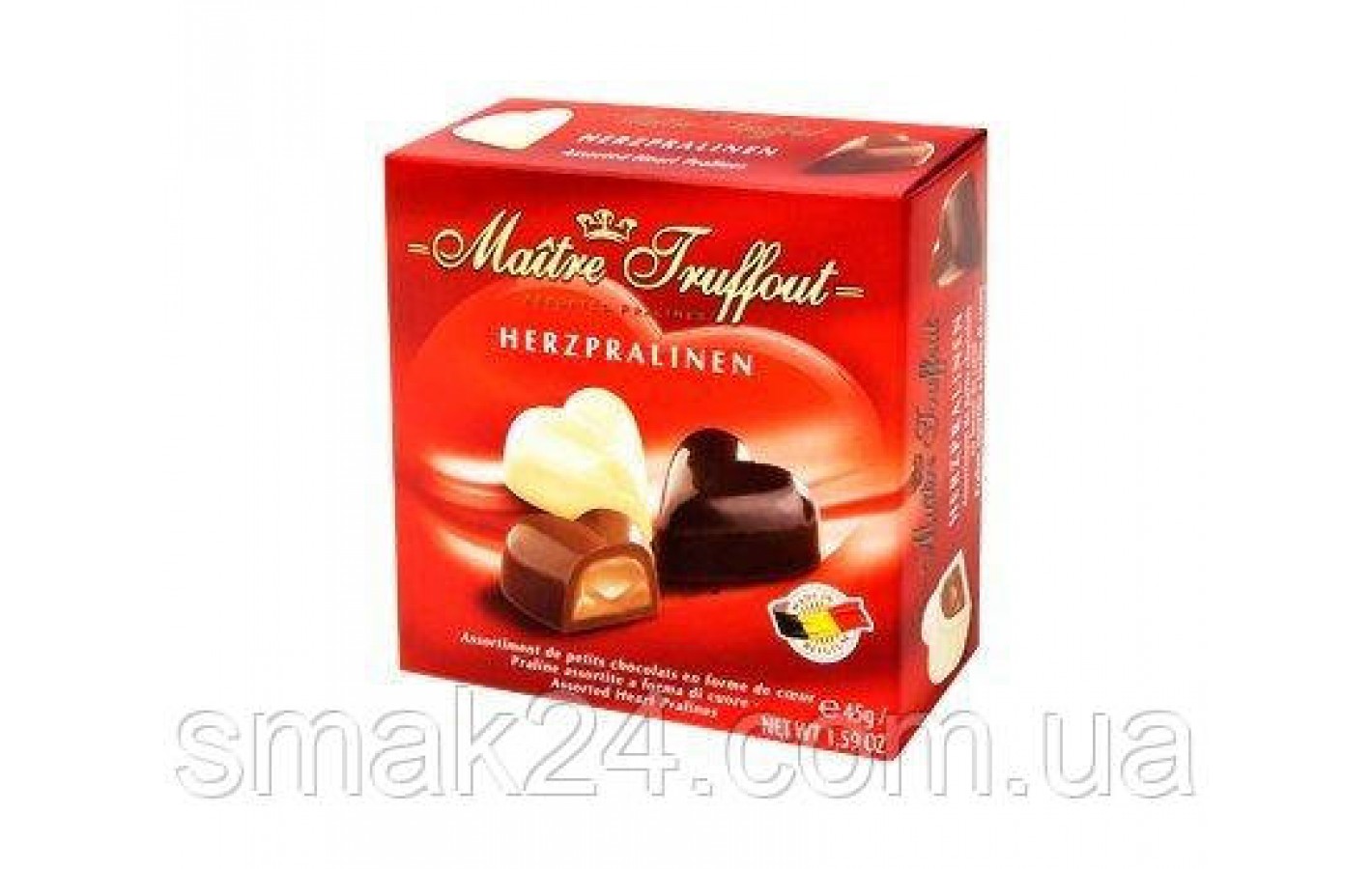 Мини-конфеты СЕРДЕЧКИ бельгийское пралине Maître Truffout 45 г Австрия