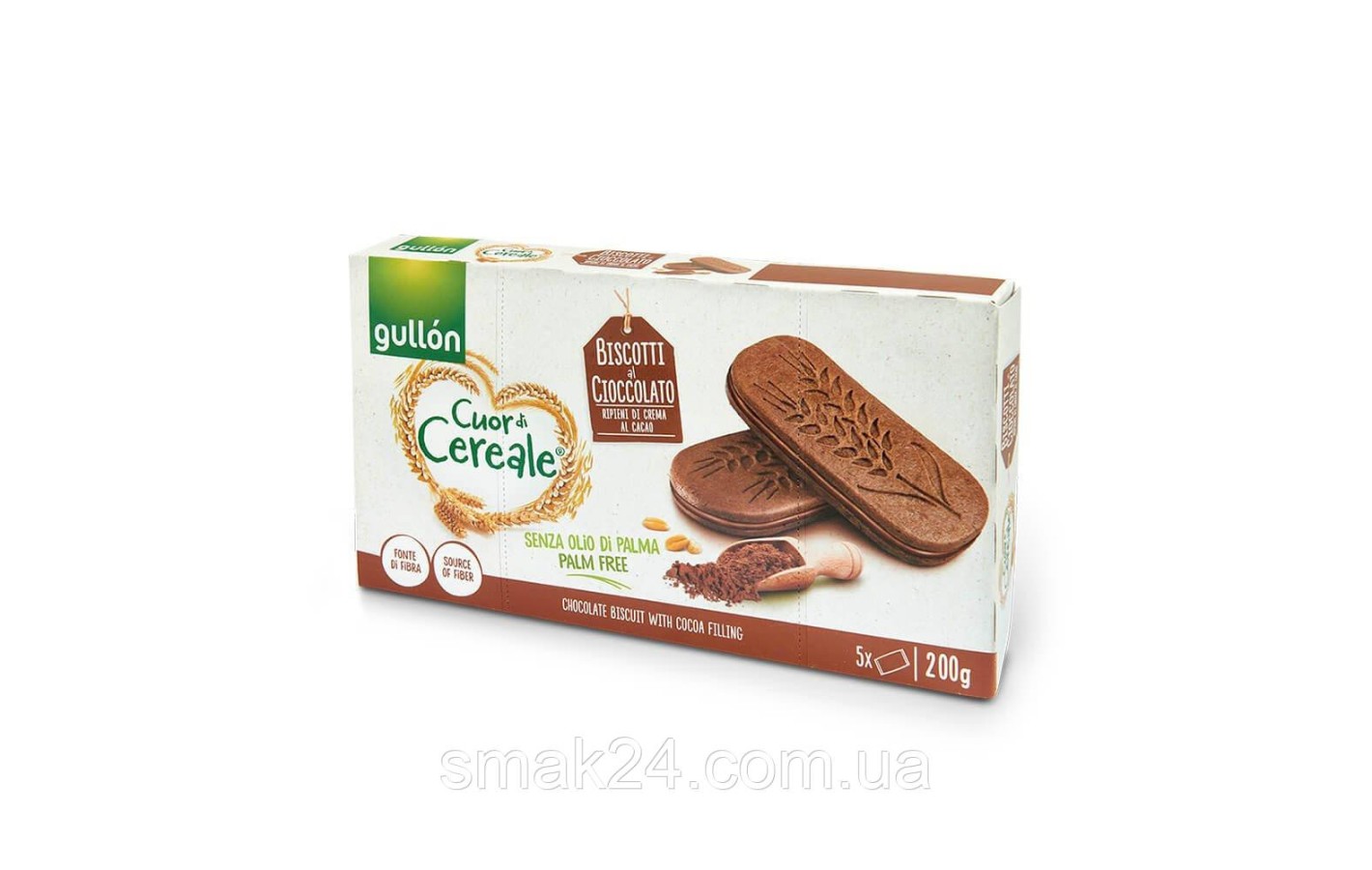 Печенье-сэндвич с шоколадным кремом без пальмового масла  Gullon Biscotti 200г (5x40г) Испания