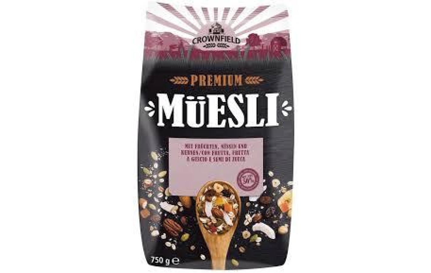 Мюсли с фруктами, орехами, зернами дыни Premium Crownfield , 750 г Германия
