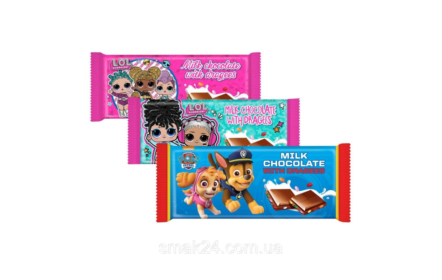 Шоколад молочный PAW PATROL с разноцветными ММДемсами 90г