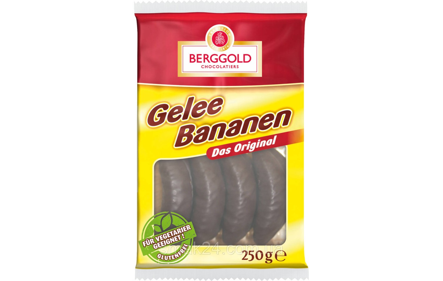 Конфеты шоколадные с банановой начинкой Berggold Gelee Bananen 200г Германия
