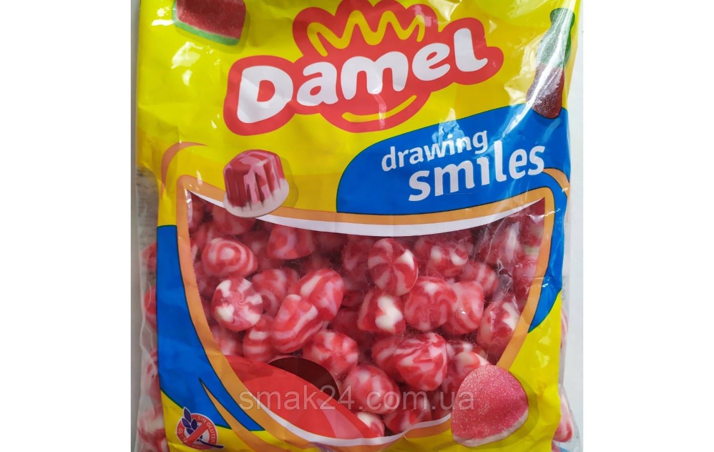 Желейні цукерки без глютену Поцілунки з полуниці Damel Strawberry Twist Kisses 1 кг Іспанія