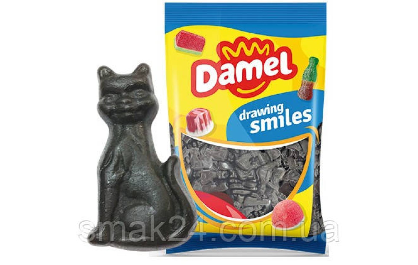 Без глютену! Желейні цукерки чорні лакричні кішки Damel black licorice cats 1 кг Іспанія