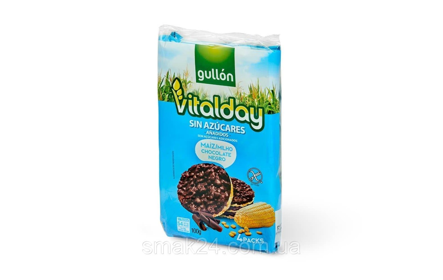 Хлебцы без сахара и глютена с кукурузой и шоколадом Vitalday Gullon  Испания 100г  (4х25г)