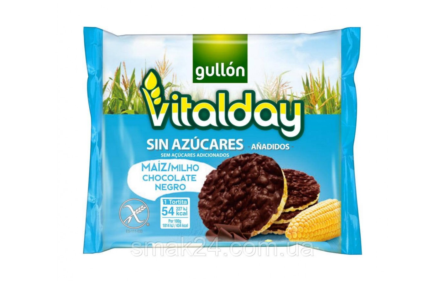 Хлебцы без сахара и глютена с кукурузой и шоколадом Vitalday Gullon  Испания 100г  ( (4х25г)