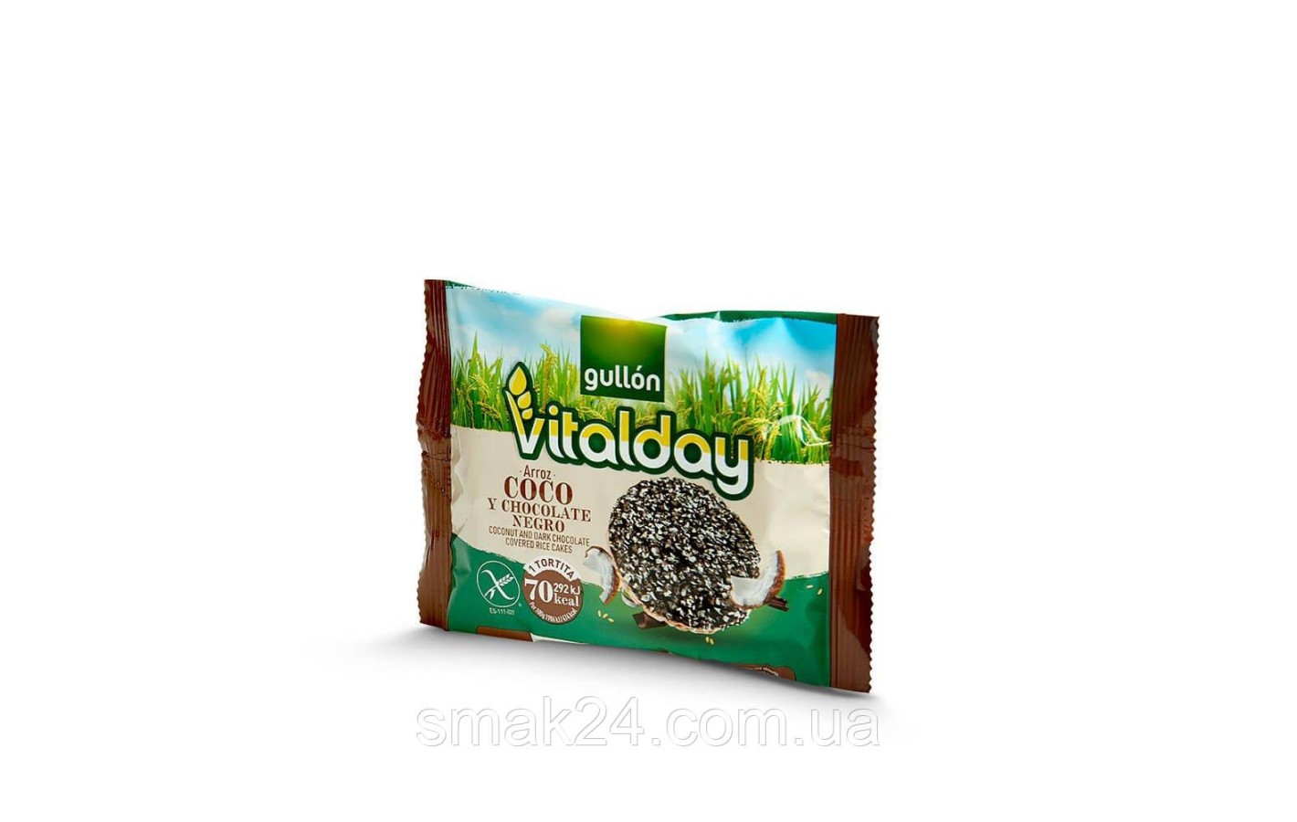 Хлібці без глютену рисові з шоколадом і кокосом Vitalday Gullon 117.6 г (4х29.4г) Іспанія