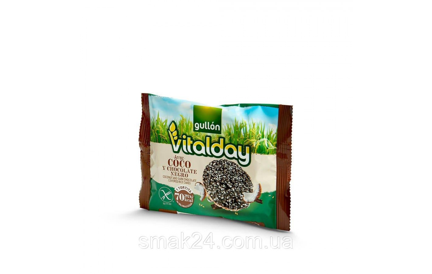 Хлібці без глютену рисові з шоколадом і кокосом Vitalday Gullon 117.6 г (4х29.4г) Іспанія