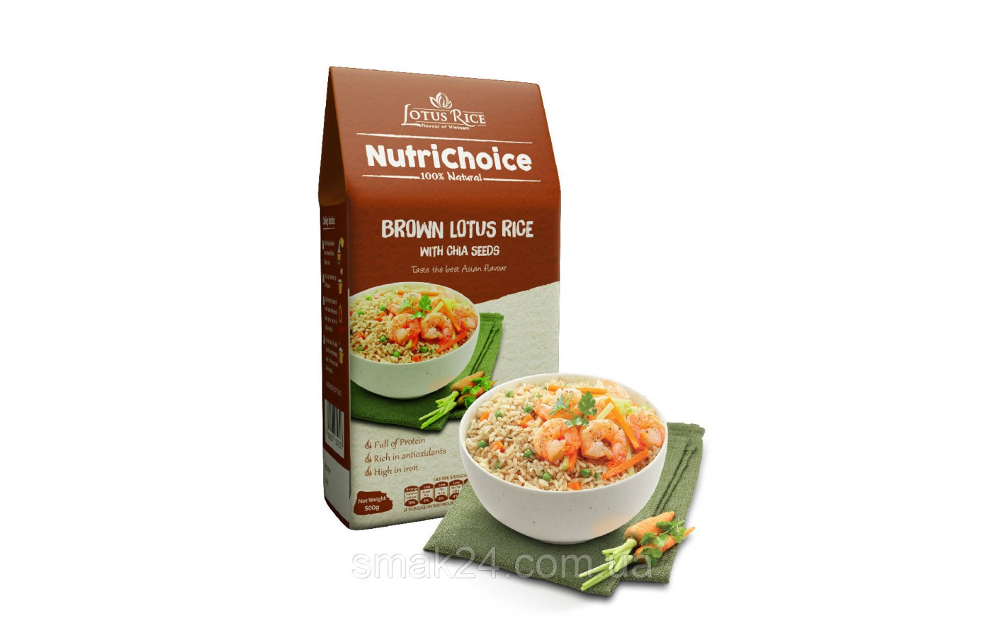 Рис коричневий Жасмин Lotus Rice Brown Jasmine Rice 1кг В'єтнам