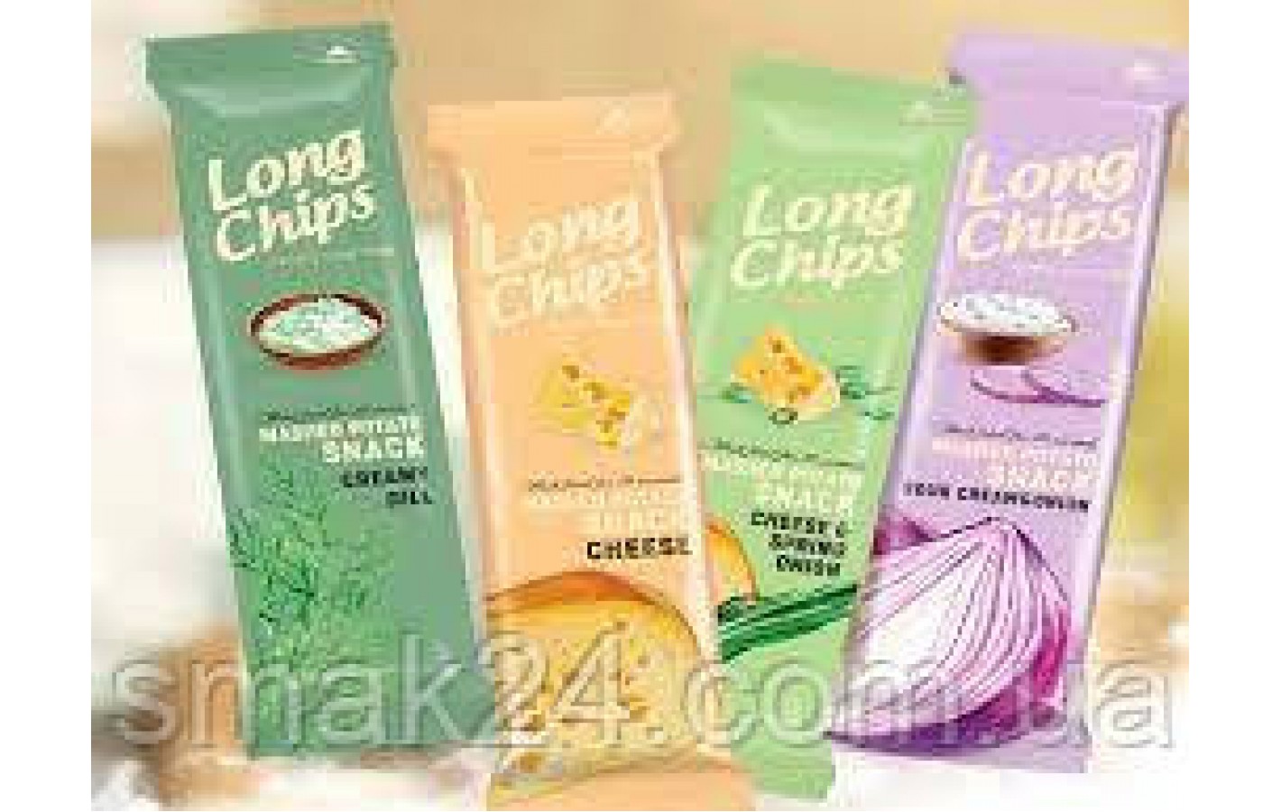 Чіпси з сиром і зеленою цибулею Long Chips 75г Латвія