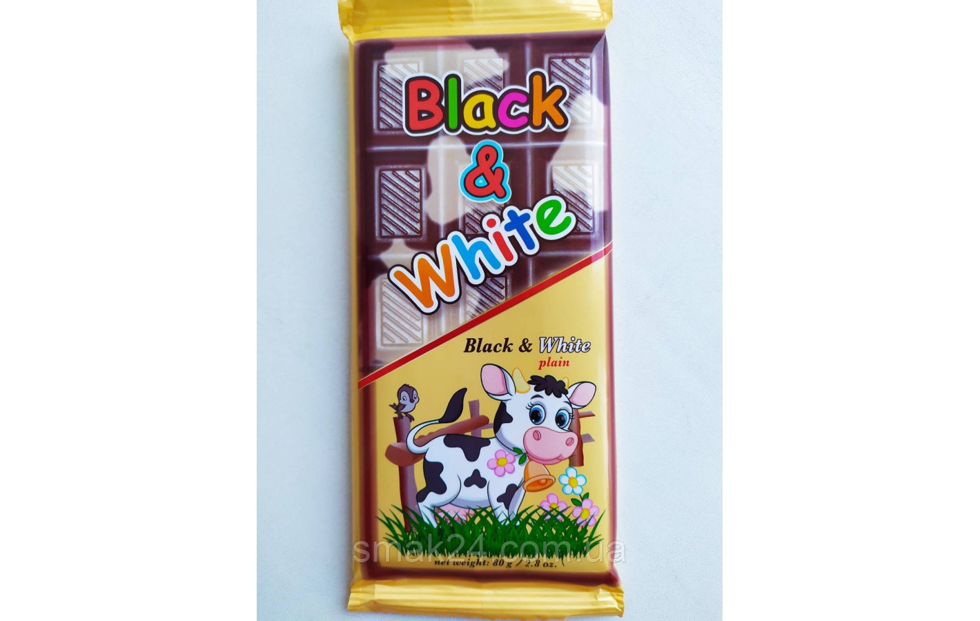 Шоколад (плитка) з арахісом і родзинками Black&White 80г Польща
