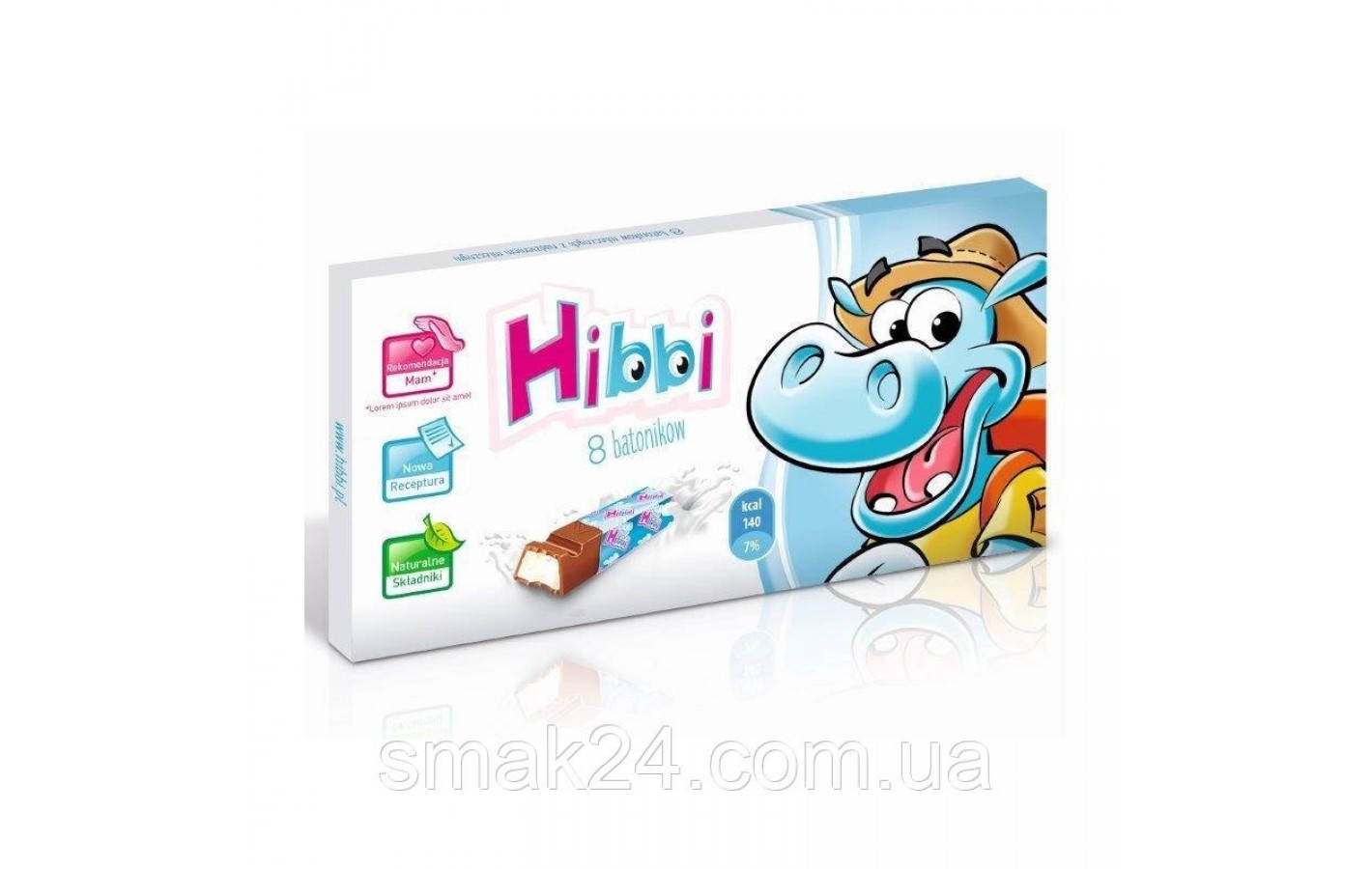 Шоколад молочный с клубничным йогуртом Hibbi (8х12,5г) 100г Польша