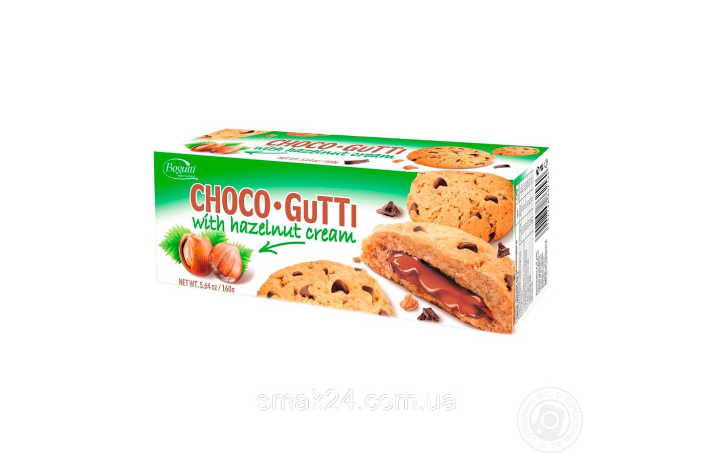 Печиво начинка фундука та шматочки шоколаду   Bogutti Choco Gutti 160г