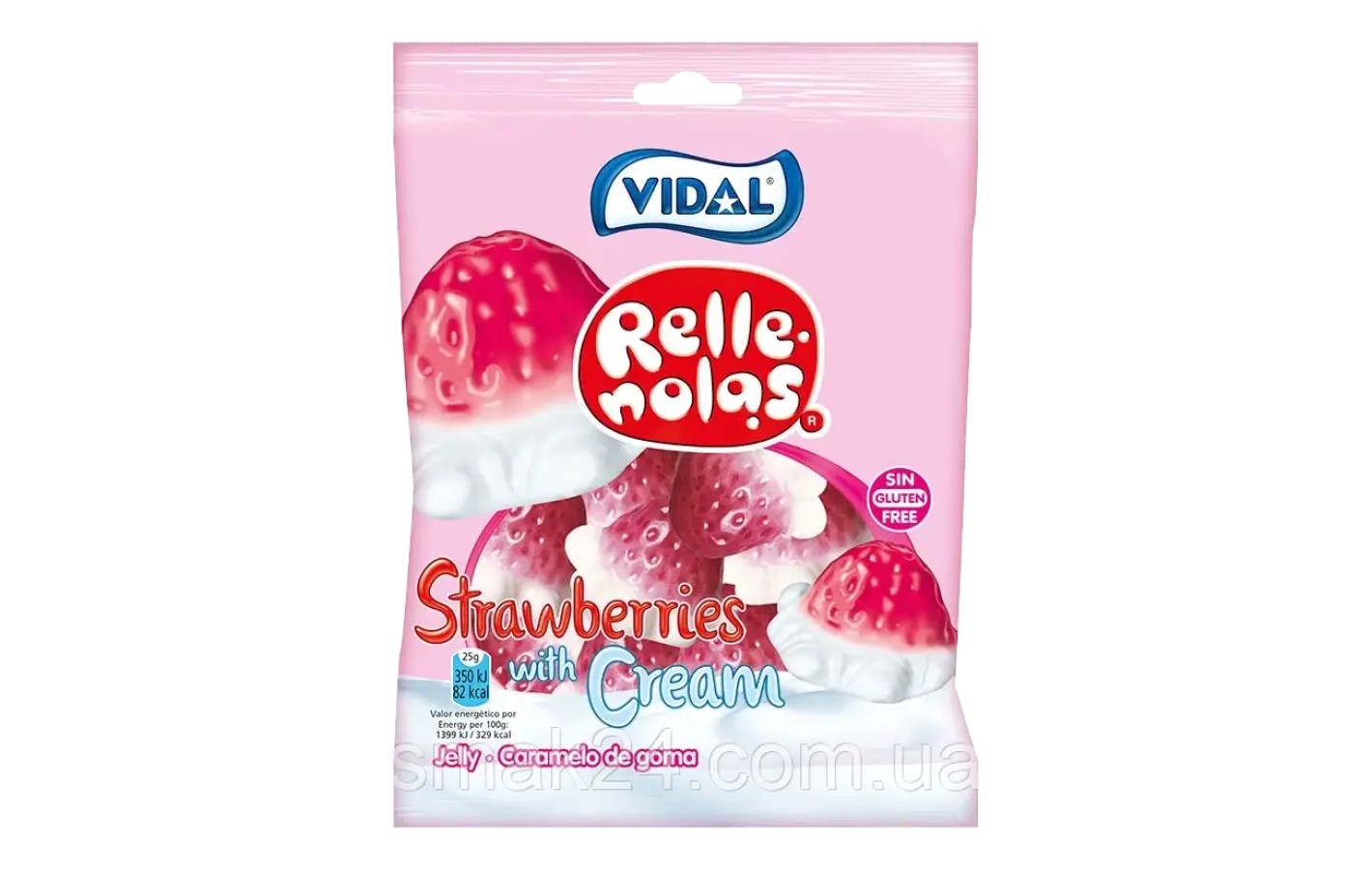 Желейні цукерки Без глютену Полуниця з вершками Strawberries with cream ТМ VIDAL 100 г Іспанія