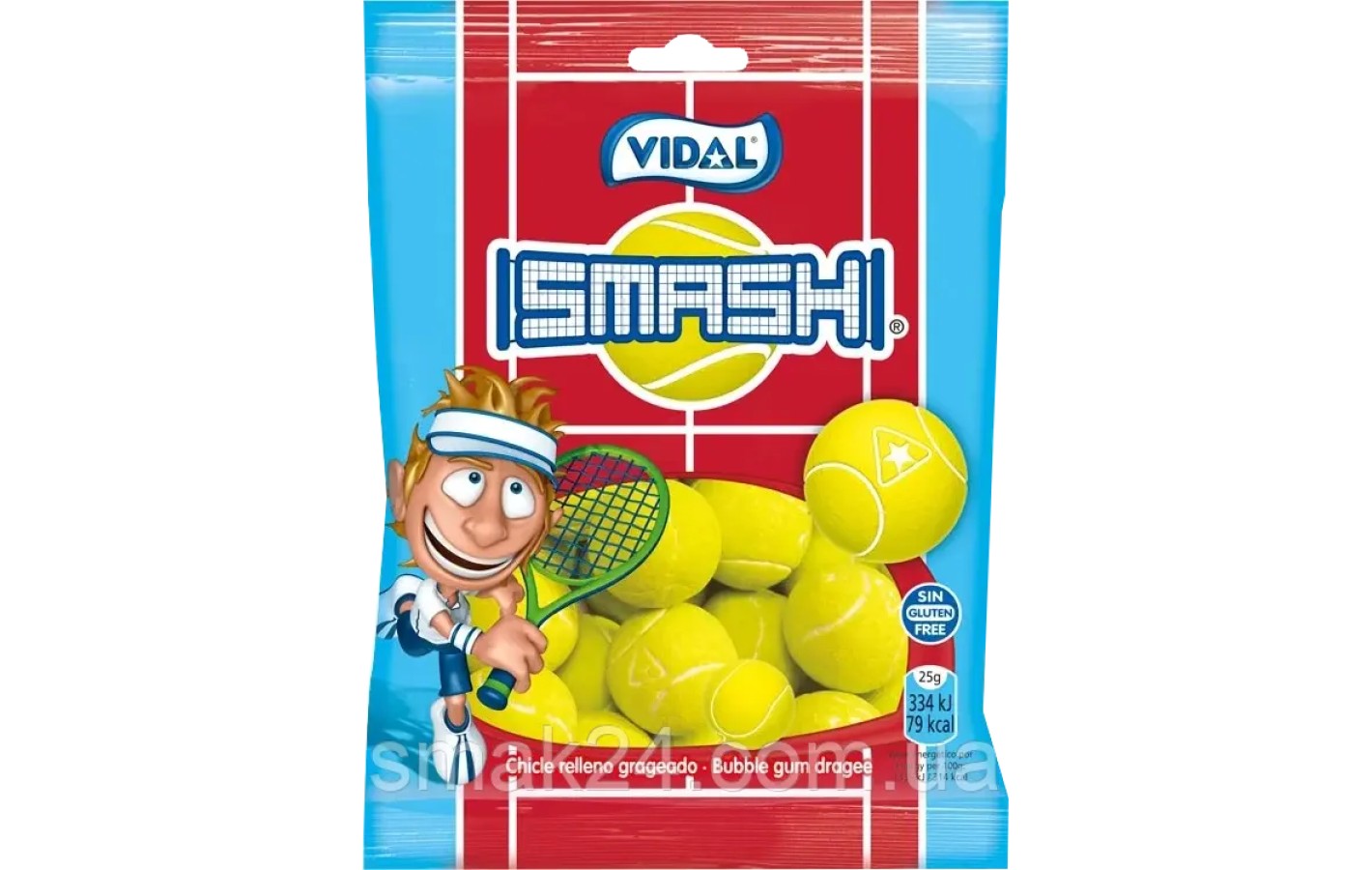 Жувальна гумка Без глютену Тенісні м'ячі Smash ТМ VIDAL Foot Balls 90г Іспанія