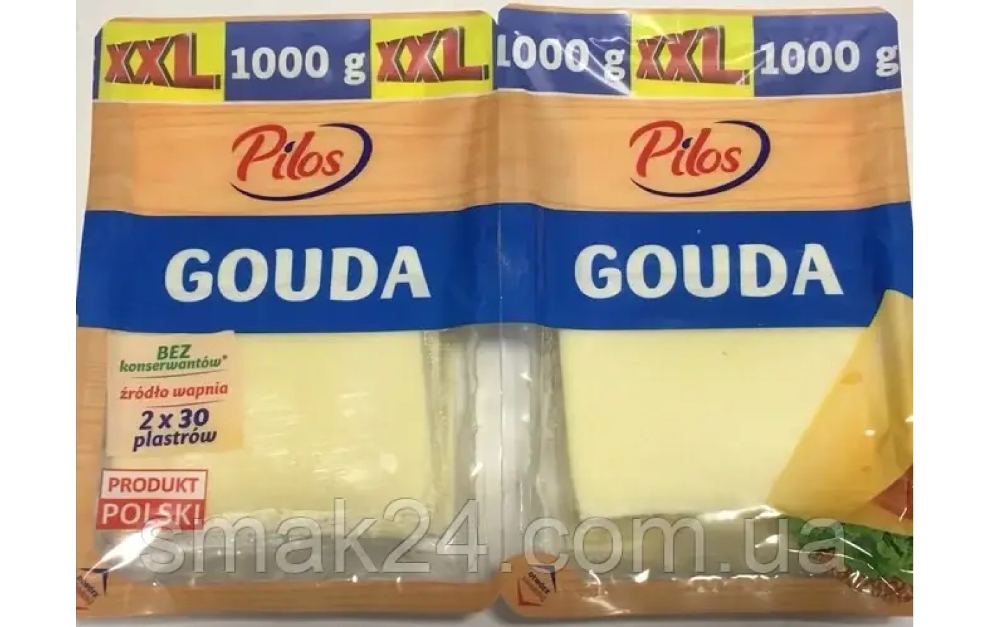 Сыр слайсами Гауда без консервантов Pilos Gouda 1 кг (2штх500г)  Польша