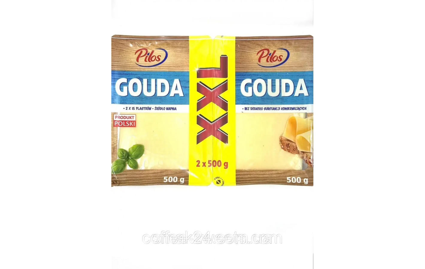 Сыр слайсами Гауда без консервантов Pilos Gouda 1 кг (2штх500г)  Польша
