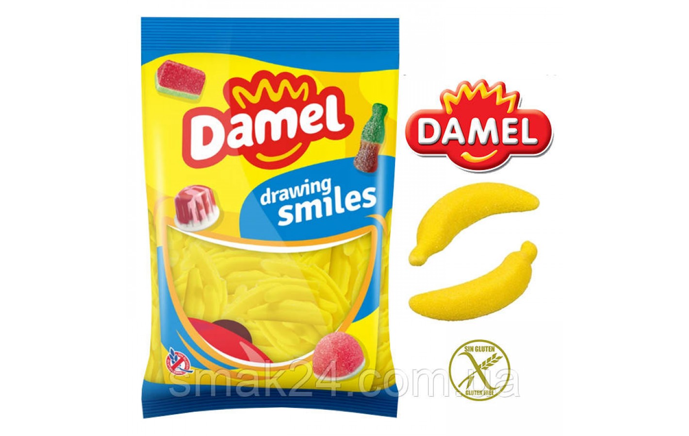 Желейні цукерки БЕЗ ГЛЮТЕНУ Damel Bananas (банани) Іспанія 70г