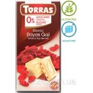 Шоколад без цукру та глютену Torras білий із ягодами годжі Іспанія 75 г