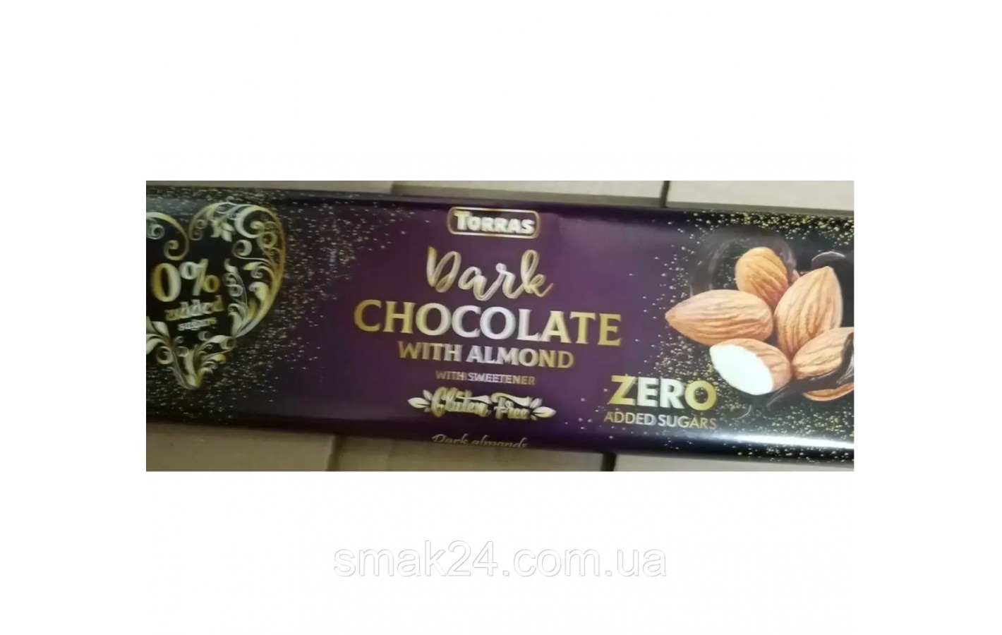 Шоколад чорний без цукру і глютену з мигдалем Torras Zero Dark Almond 300 г Іспанія
