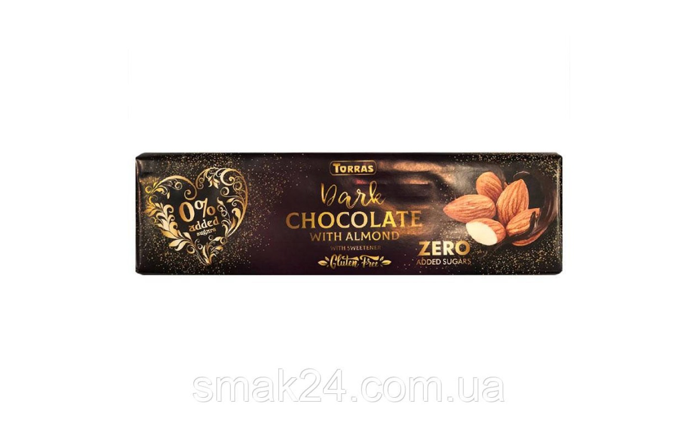 Шоколад чорний без цукру і глютену з мигдалем Torras Zero Dark Almond 300 г Іспанія