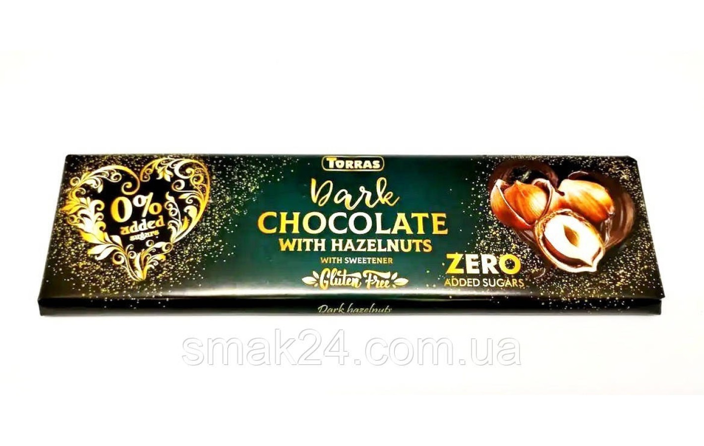 Шоколад черный без сахара и глютена с фундуком Torras Zero Dark Huzelnuts 300 г Испания