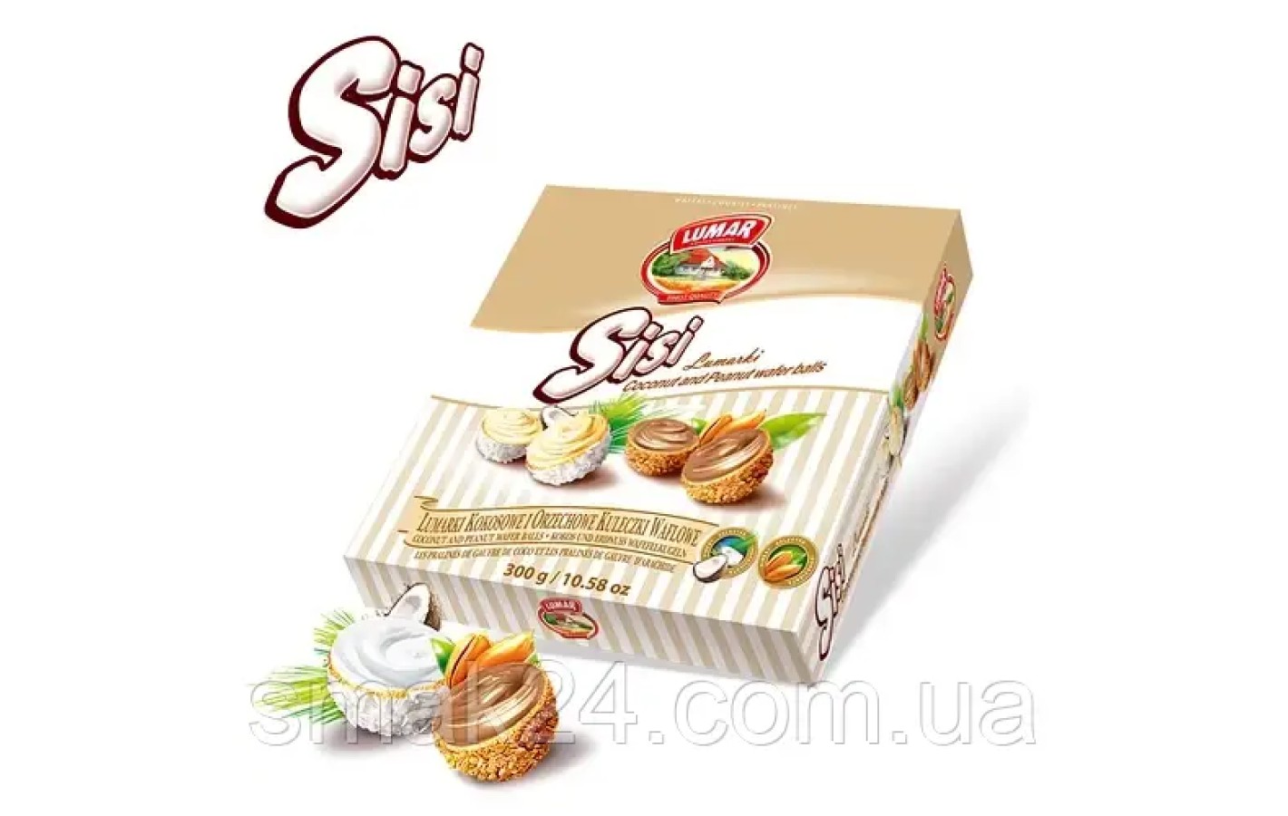 Конфеты вафельные шарики с кокосовым и арахисовым кремом Lumar Sisi Mix  300 г