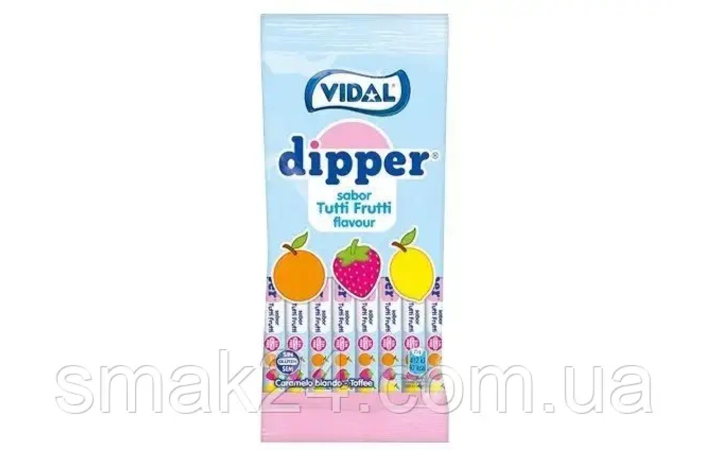 Жувальні цукерки Без глютену Палички Тутті ТМ VIDAL Dipper Tutti Fruitti 65 г Іспанія
