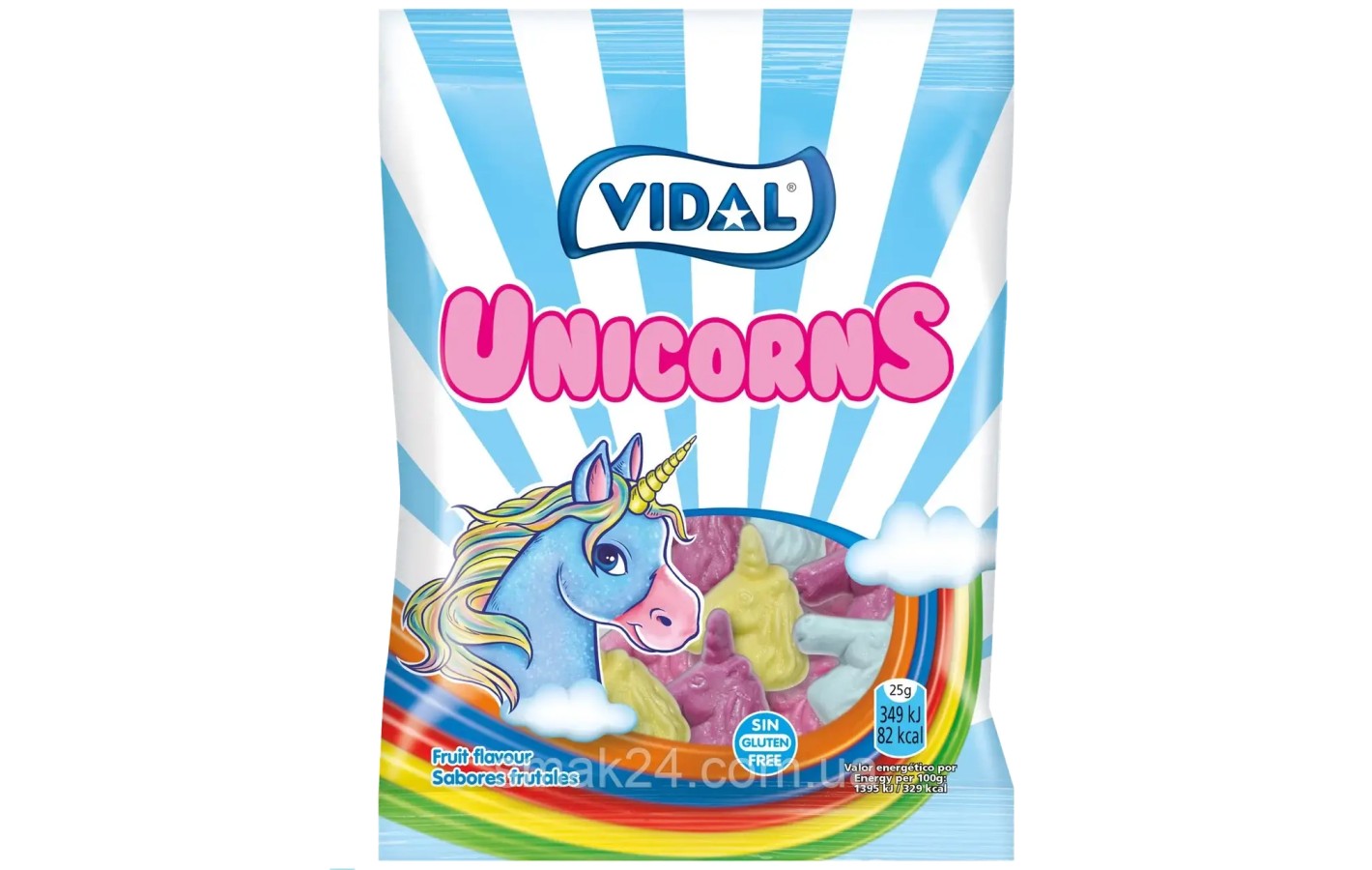 Желейные конфеты  Без глютена Единороги Jelly Unicorns ТМ VIDAL  90г Испания