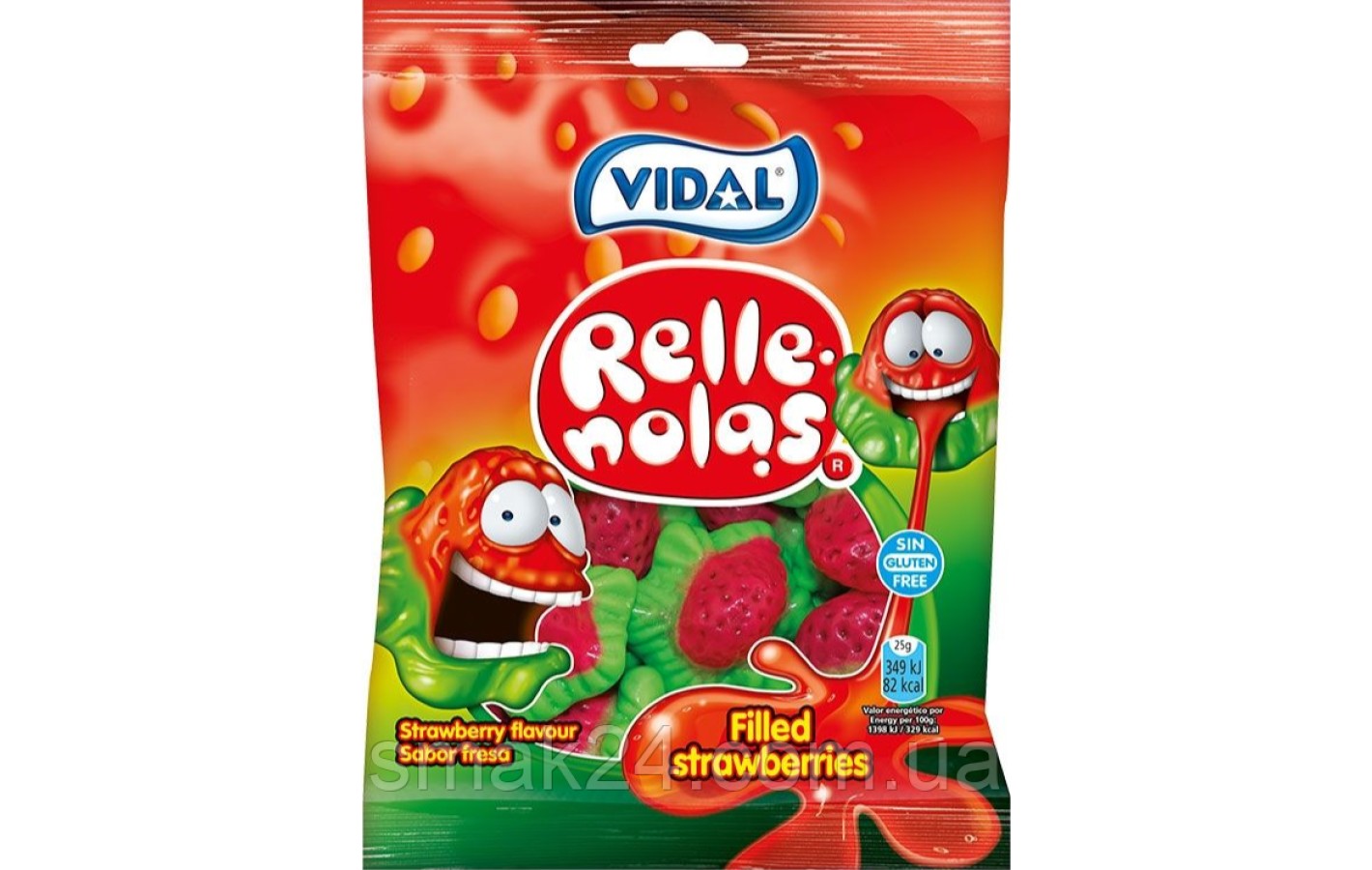 Желейные конфеты  Без глютена Клубника с начинкой ТМ VIDAL  100г Испания
