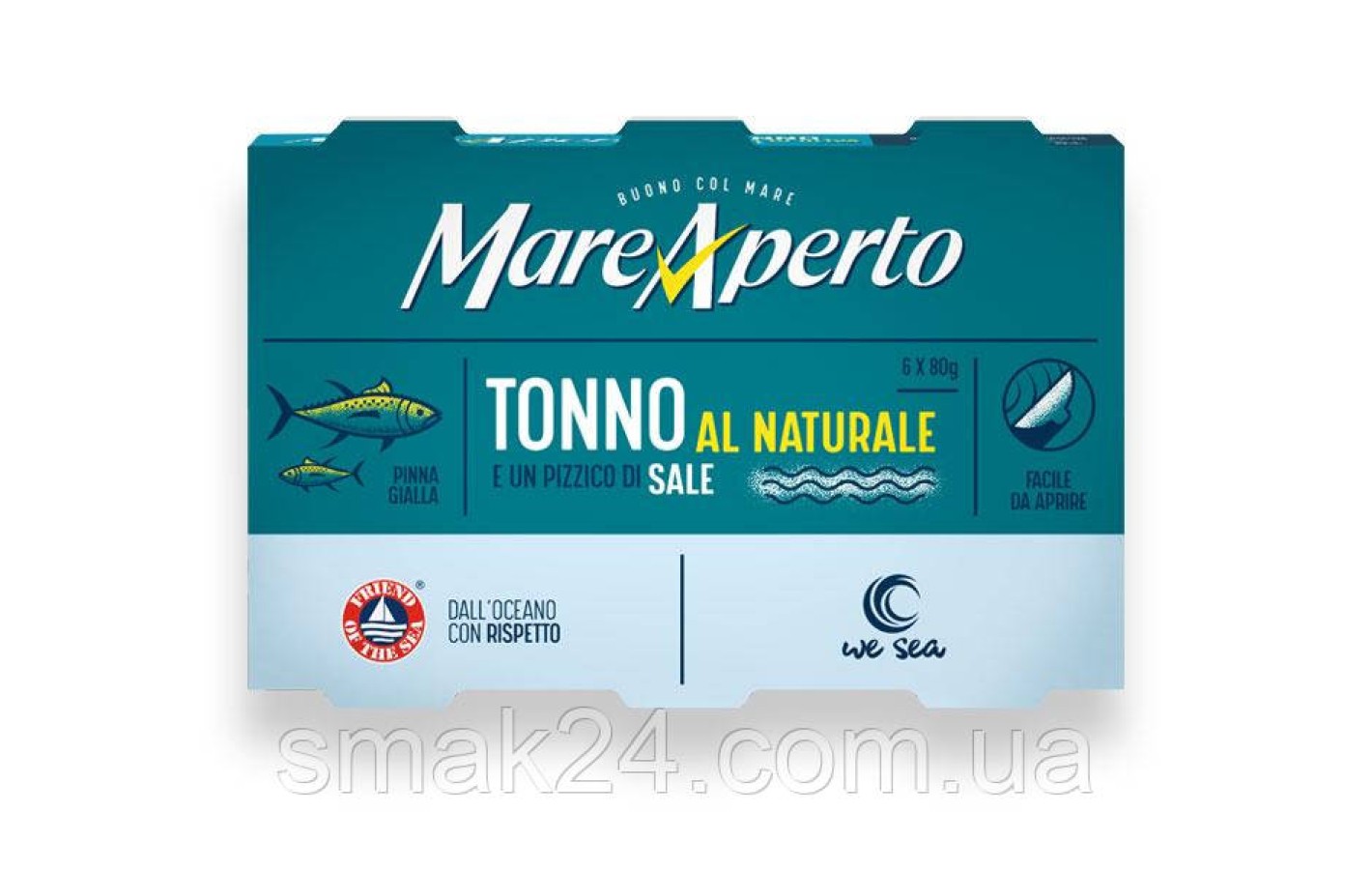 Тунец в собственном соку Mare Aperto Natural 480г (6х80 г) Италия