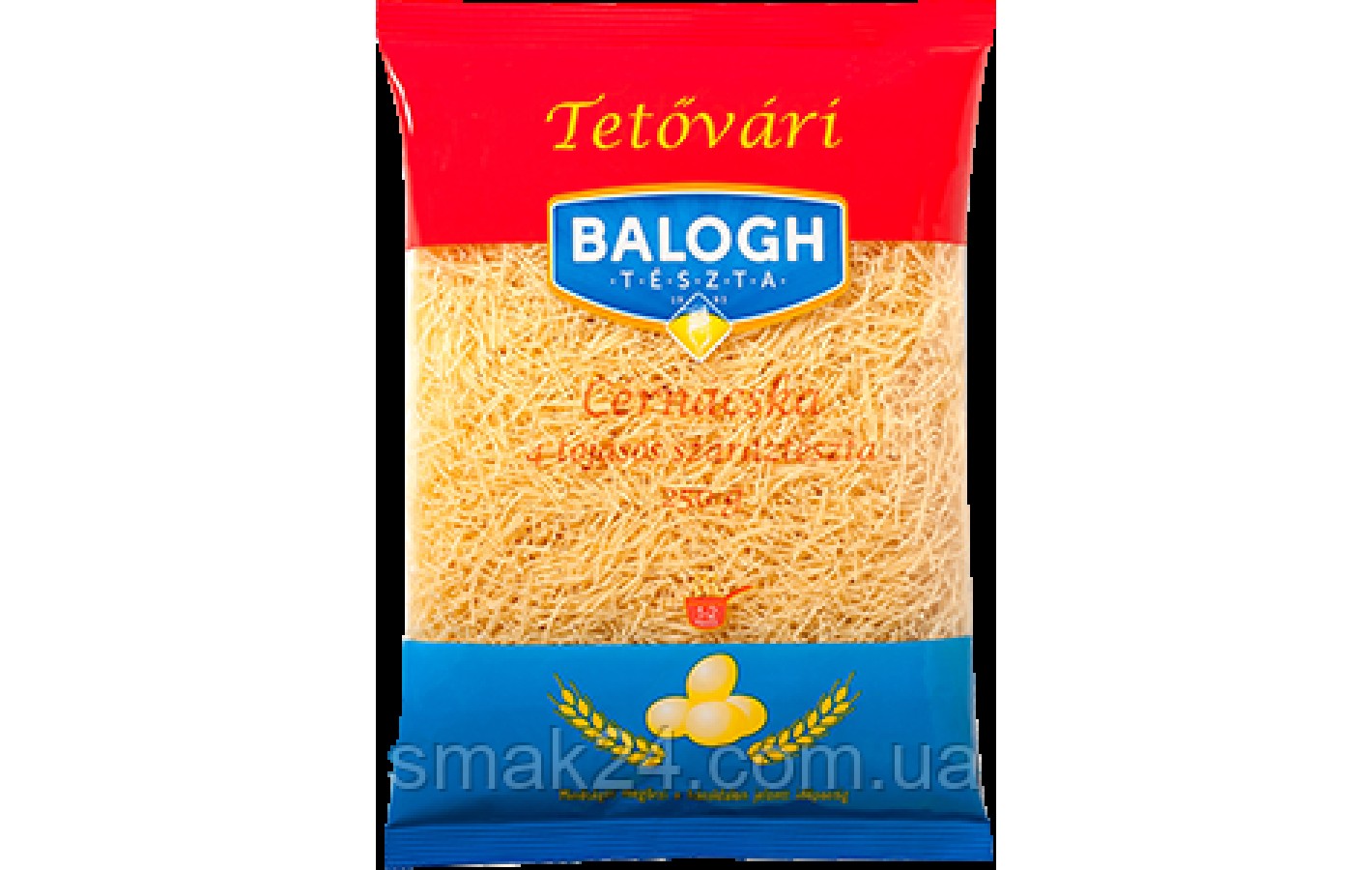 Макаронные изделия Вермишелька 4 яйца Balogh Tetővári tészta 4 tojásos cérnácska 250г Венгрия