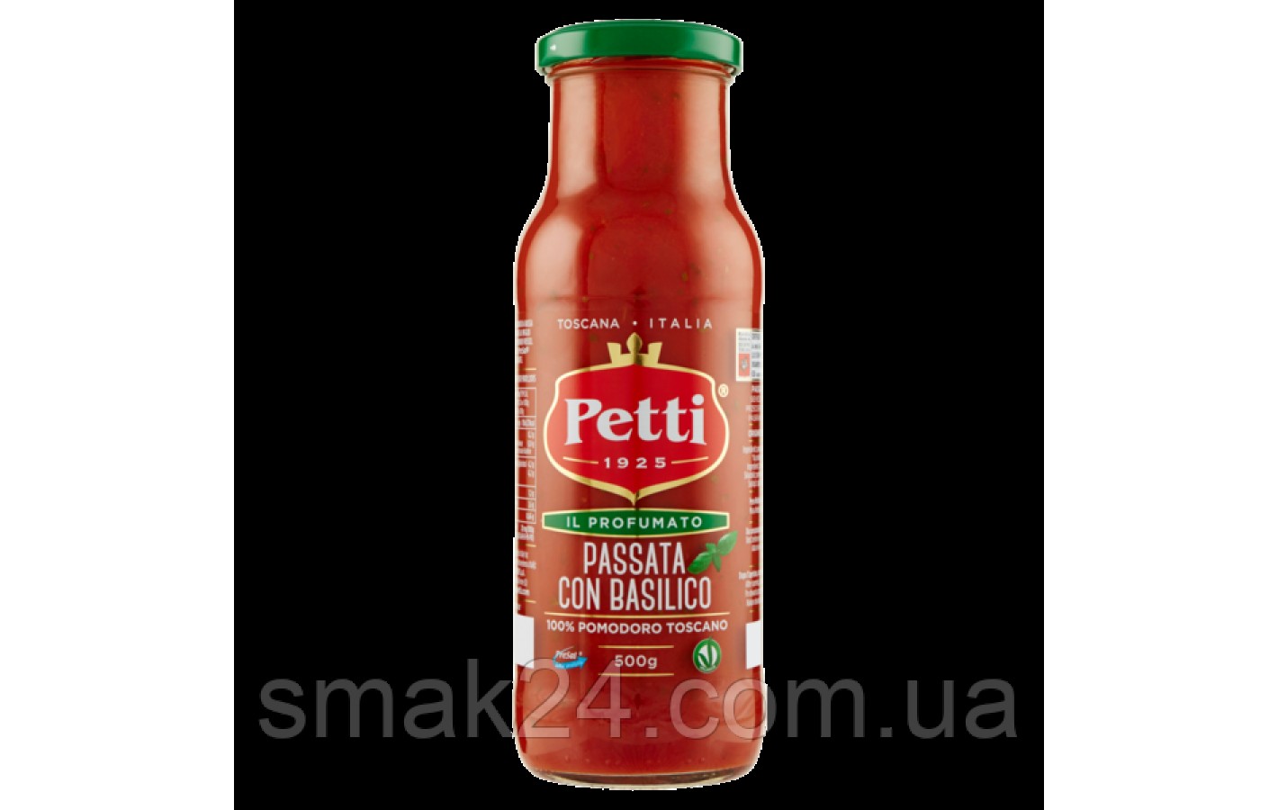 Томатне пюре з базиліком Petti Passata di pomodoro con basilico 100% pomidorowy Toscano 500г Італія