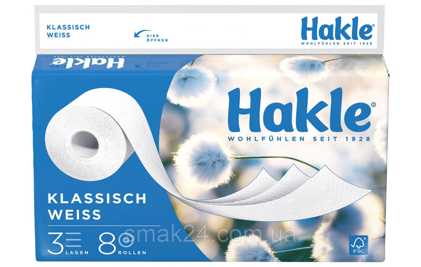 Туалетний папір 3-х шарова Hakle Toilettenpapier Klassisch Weiss 8 шт Німеччина