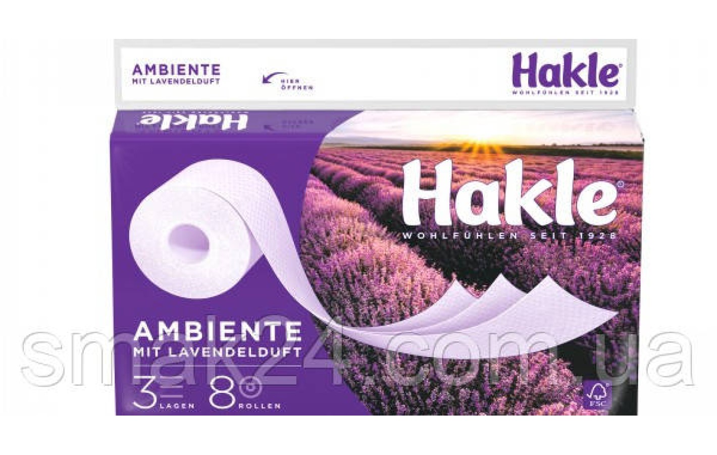Туалетний папір 3-х шарова Лаванда Hakle Ambiente 8 шт Німеччина