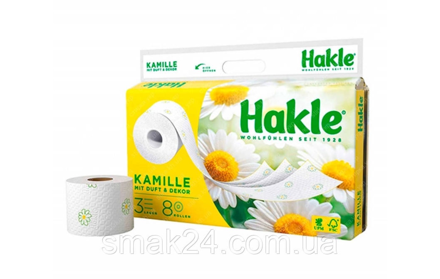 Туалетний папір 3-шаровий Ромашка Hakle Kamille 8 шт Німеччина