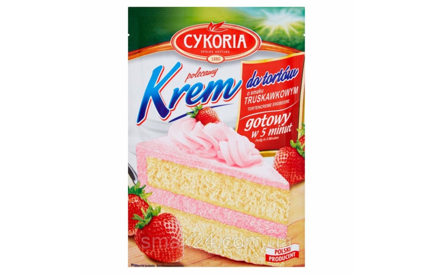 Крем для тортов Клубничный Cykoria Krem do tortów o smaku truskawkowym 100 г Польша