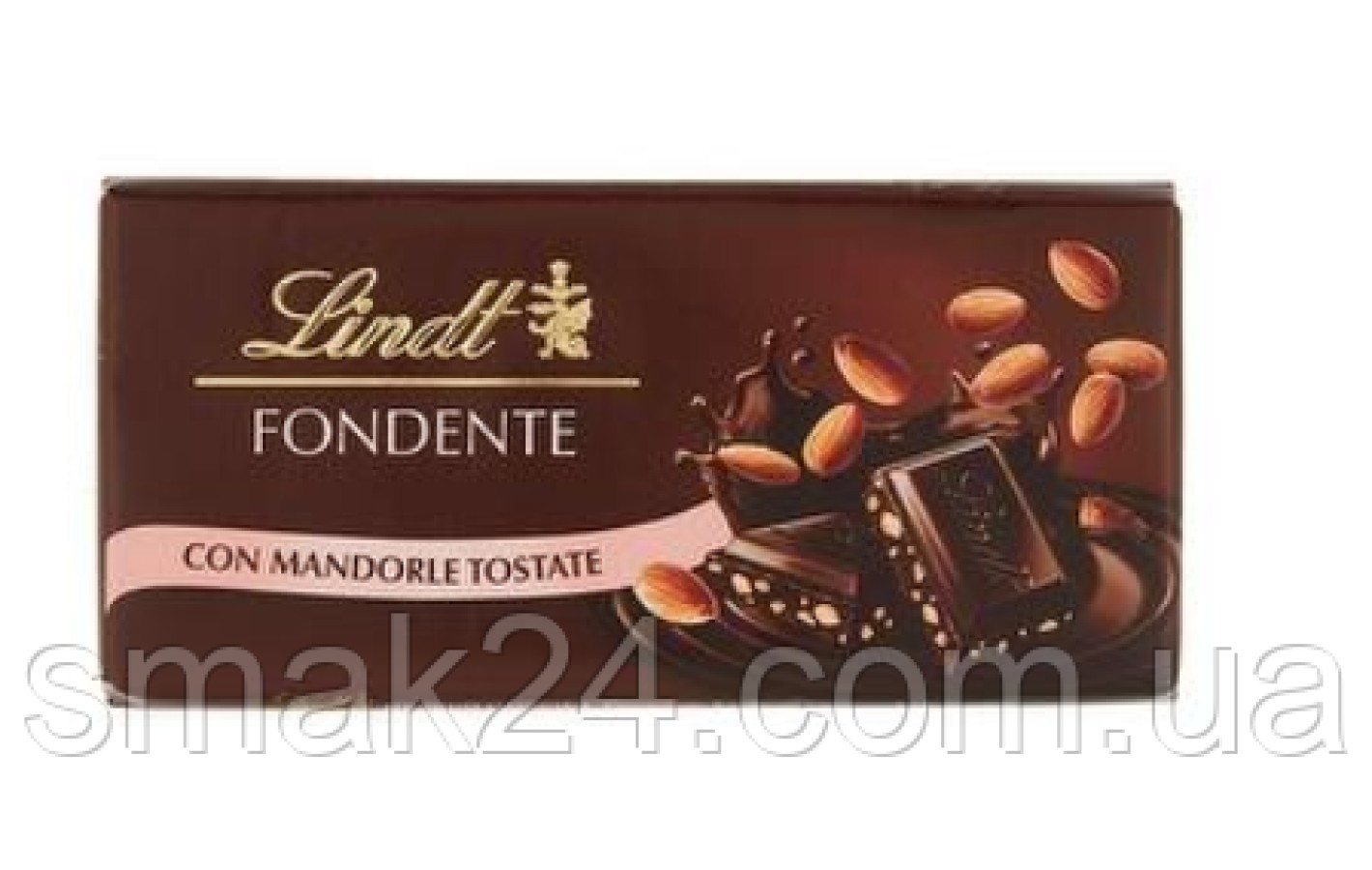 Шоколад чорний із підсмаженим мигдалем Lindt fondente con mandorle tostate 100 г Швейцарія