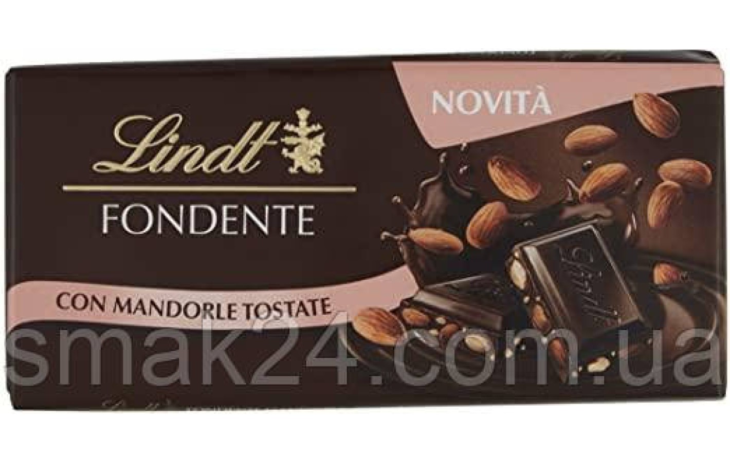 Шоколад чорний із підсмаженим мигдалем Lindt fondente con mandorle tostate 100 г Швейцарія